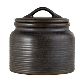 47th & Main Stoneware Canister for Countertop Kitchen Canister with Lid, Large, Black