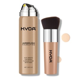 KYDA AirBrush Foundation Spray, Silky Foundation Mist Makeup, Flawless Coverage for Smooth Creamy Nude Finish, Breathable Blendable Lasting Formula, Moisturizing Makeup Primer-#118 Light Beige