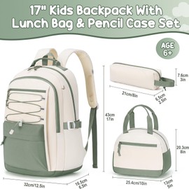 Fimibuke Kids Backpack for Girls, 3 PCS Waterproof Girls Backpack with Lunch Box & Pencil Case, Lightweight Bookbag Set for Kids Teen Girl Travel School Bag for Elementary Middle High School Students