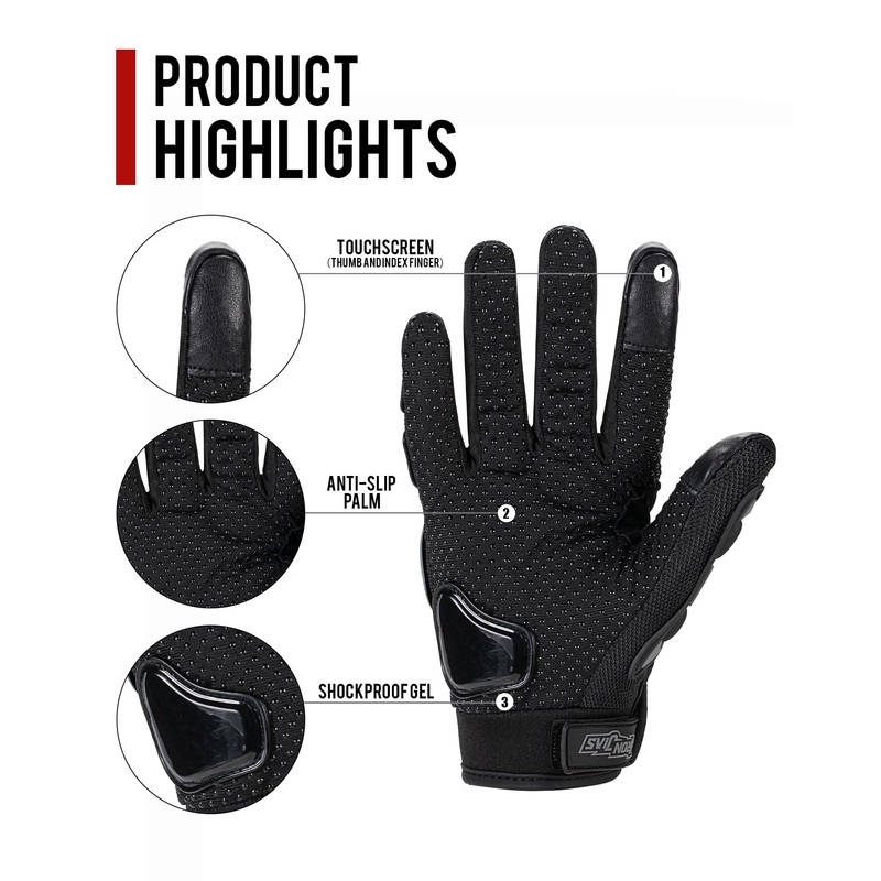 Iron Jia’s Bike Gloves, Motorcycle Gloves, Smartphone-Compatible, Touchscreen-Compatible, Non-Slip, for