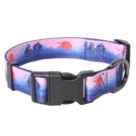 HEELE Dog Collar Small Dog Collar Multi-Colour Patterned Soft Comfy Dog Pet Collars Easy Adjustable Collar for Small Dogs Indoor Outdoor Activities, Purple Sunset, S