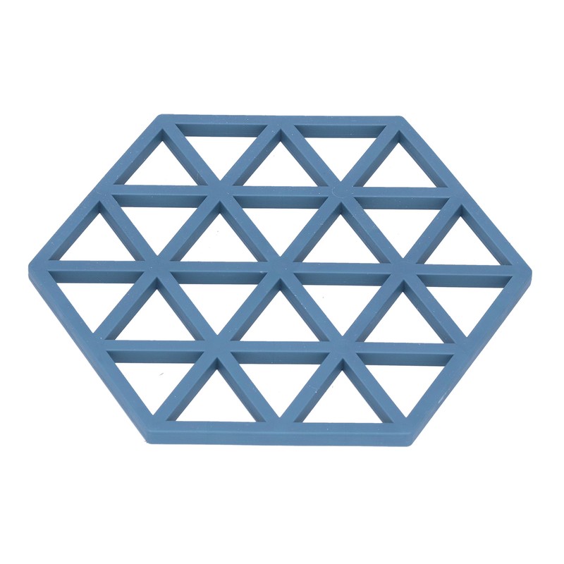 5pcs Table Mats Geometric Hex Shape Hollow Silicone Blue Insulation