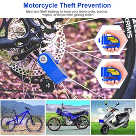 Cadinacy Bicycle Lock, Disc Brake Lock with Anti-Theft Alarm Sound 110dB Super Loud Waterproof Sturdy Security Wheel Disk Lock with Reminder Cable Universal for Bike Motorcycle Scooter