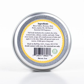BUFF BAR Pure Bison Tallow Balm, Lemon Drop - Scents of Lemon, Orange, & Lemongrass - Body Butter, Hydrating, Naturally Derived, Replaces Lotion - For Dry, Rough Skin