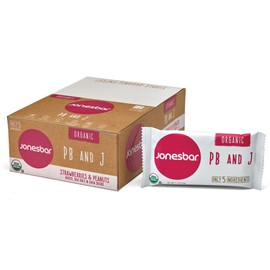 JONESBAR USDA Organic Fruit & Nut Bar, Non-GMO, Kosher, Vegan, Gluten Free, Simple Snack Bar (Peanut Butter and Jelly, 12 Count (Pack of 1))