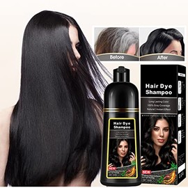 Champú Tinte para El Cabello Negro Natural, Champú Magic Hair Dye, Colorea El Cabello En 15 Minutos, Larga Duración,500 Ml, Color de Cabello 3 En 1