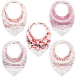 Bandana baberos con adolescente, sin BPA silicona dentición esquina para bebés (paquete de 5), Flores, Talla única