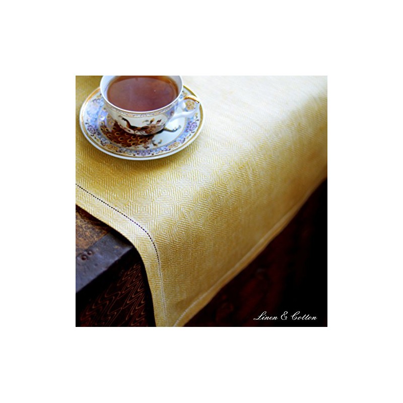 Linen & Cotton Scandi Luxury Hemstitched Table Runner, 100% Linen