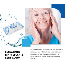 Bioderm Reinigungstücher Körper schonend 100 Stück - erfrischende Körpertücher für die sanfte und empfindliche Haut des Babys und zur Hygiene der brüchigen und verarmten Haut des älteren Menschen