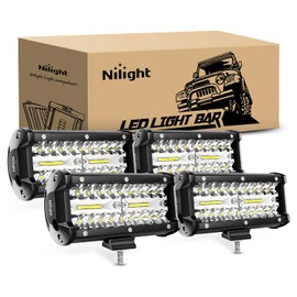 Nilight LED Pods 4PCS 6.5 Inch 120W Light Bar Triple Rows Spot Flood Combo Driving Light Waterproof Led Work Light Off-road Truck Car ATV SUV Cabin Boat, 2 Years Warranty