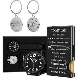 Father's Day Gfts for Dad from Son: Wallet & & Keychain Gift Set for Father, Mens Slim Money Clip Gifts