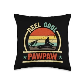 Reel Cool Pawpaw Vintage Retro Fishing Throw Pillow