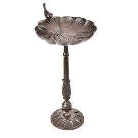 Sungmor Cast Iron Bird Bath for Outside, 21 Inch Height Garden Standing Feeder, Antique Style & Shell-Shape Bird Bath Bowl, Decorative Pedestal Birdbath, Outdoor Yard Deck Patio Ornament