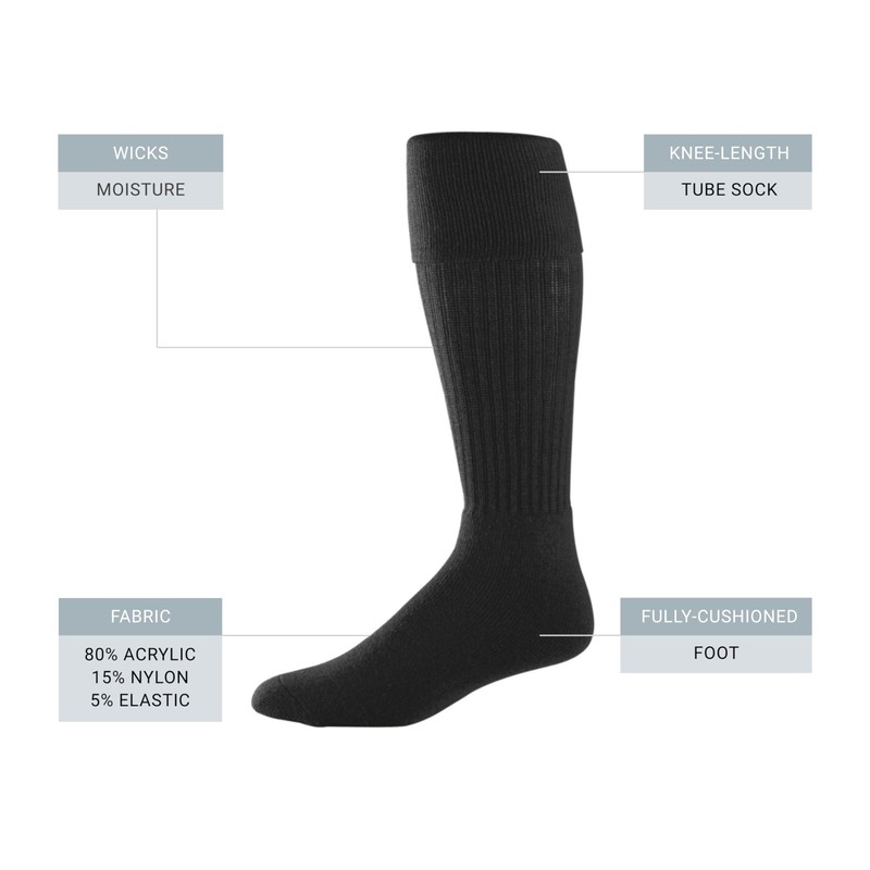 Augusta Sportswear Standard Soccer Socks, Black, Large