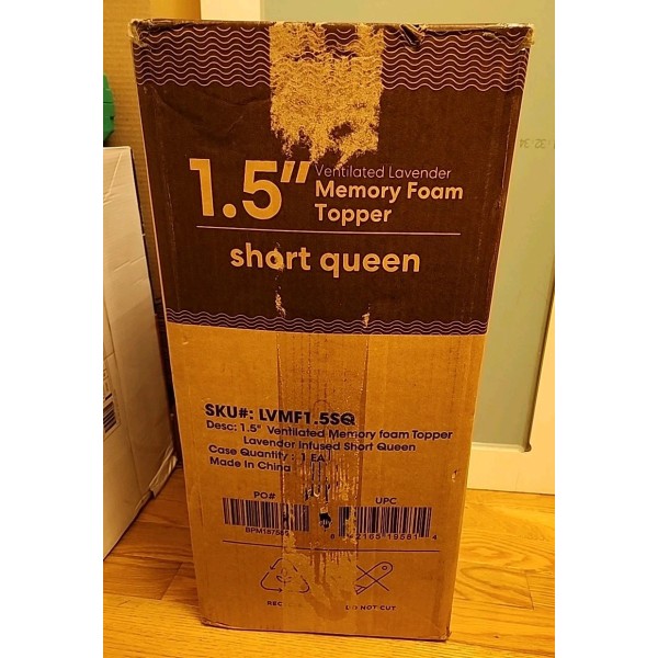 Memory Foam Mattress Topper 1.5 Inch Ventilated Lavender Short Queen