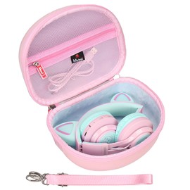 Mchoi Hard Case Suitable for Riwbox CT-7 Pink/for Jack CT-7S Cat Green 3.5mm/ for iClever IC-HS01 Bluetooth Wireless Over-Ear Headphones Headset for Kids Travel Protective Case, Pale Pink, Case Only