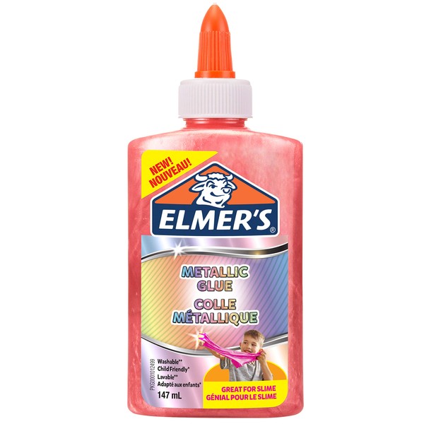 Elmer's Metallic PVA Glue | Pink | 147 mL | Washable & Kid Friendly | Great for Making Slime | Washable & Kid Friendly | 1 Count