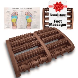 Brookstone Foot Roller Massager for Plantar Fasciitis Relief - Wooden Massage Roller for Foot Health - Stimulate Reflexes & Relieve Stress - Ideal Gift for Mom, Dad, Elderly