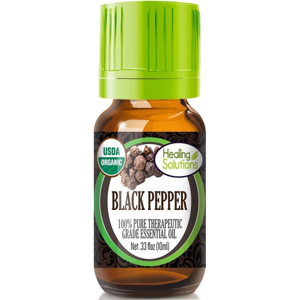 Healing Solutions Organic 10ml Oils - Black Pepper Essential Oil - 0.33 Fluid Ounces