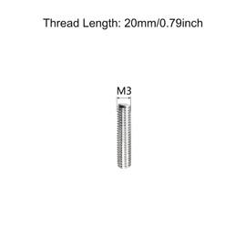 TOP-VIGOR 20Pcs M3 x 20mm Fully Threaded Rod, 304 Stainless Steel Right Hand Threads Rods, Fully Studding Rod Bar for Anchor Bolts, Clamps, Hangers and U-Bolts
