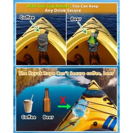 Seaperk Clamp On Kayak Cup Holder, Adjustable & Tool - Free Installation, Ideal for Kayaks, Jet Skis | Perfect Kayak Gift for Men, Must - Have Kayak & Jet Ski Accessories| 1 - Pack