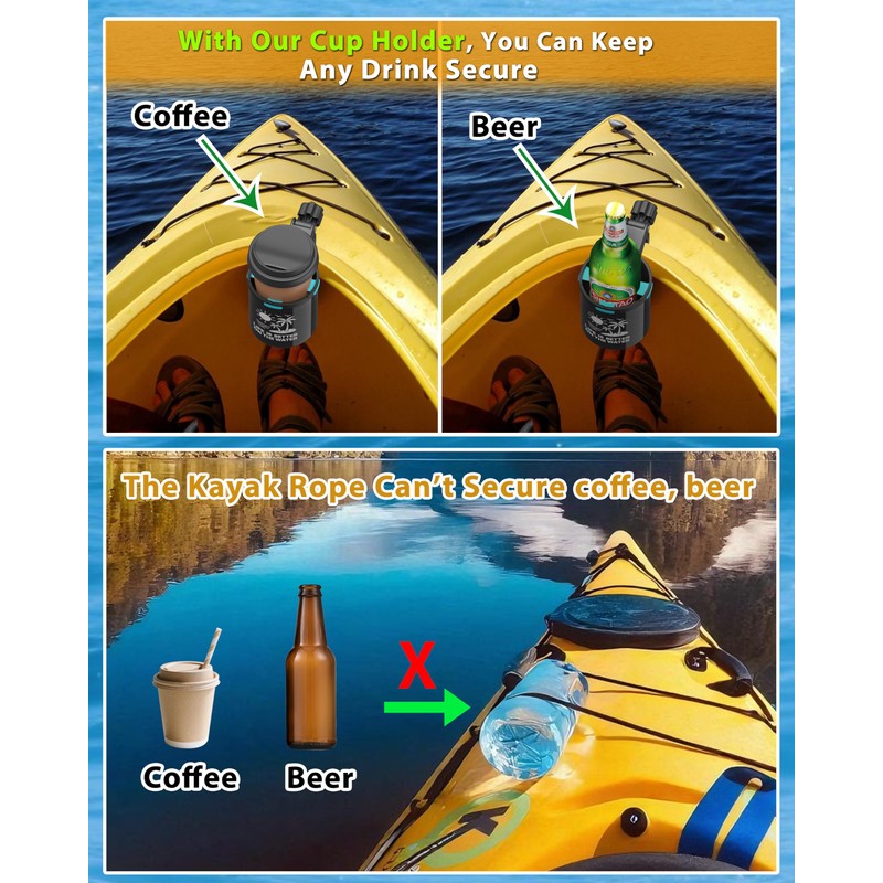 Seaperk Clamp On Kayak Cup Holder, Adjustable & Tool -