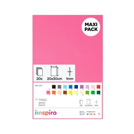 INNSPIRO Gomma EVA rosa chiaro lamelle 20 x 30 cm x 1 mm. 20u. Materiale ampiamente utilizzato per artigianato e decorazione