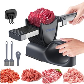 ZTQCSQ New Meat Slicer for Fresh Raw Meat (Steady Grip), Manual Cutter Slicer, 17 Blades Once Get 18 Slices, Slicing Shredding (2 or 4 mm), Meal Prep, Beef Pork Mutton for Cooking BBQ Hot Pot -Black