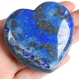 AWARDSEN 60 mm Lapis Lazuli Large Heart Crystals Gemstones Gifts for Women, Reiki Healing Stones Worry Stone for Valentine's Day, Birthdays, Anniversary, Mother's Day and Thanksgiving Day