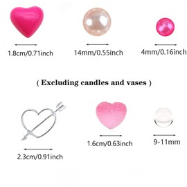 URROMA Valentine's Day Heart Vase Filler Pearl, Pink White Floating Pearls Vases Pearls Water Gels Beads Floating Candles Centerpiece for Valentine's Day Party Decor