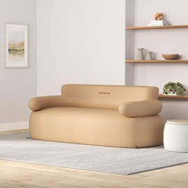 KingCamp Double Inflatable Couch Sofa Camping Chair Heavy Duty for Adults Two Person Outdoor Air Sofa with Fixed Webbing Support 880 lbs Blow Up Couch for Camping Picnic Beach Travel(Khaki)