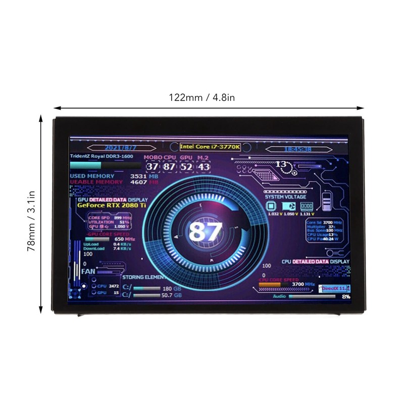5in Computer Temp Monitor IPS USB Mini Screen PC Sensor