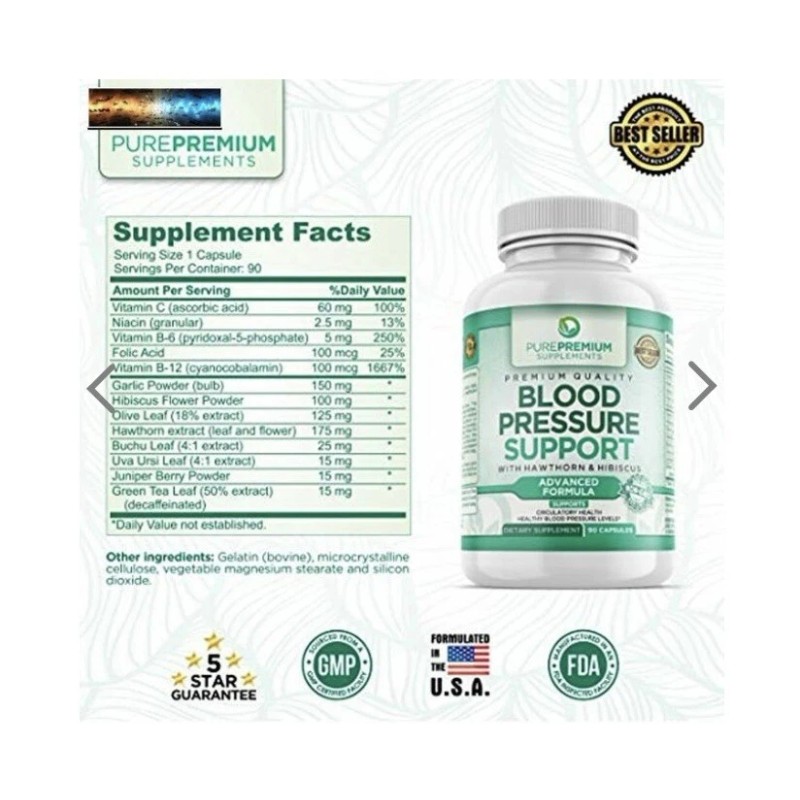 PurePremium Supplements Premium Blood Pressure Support Supplement by PurePremium, 180