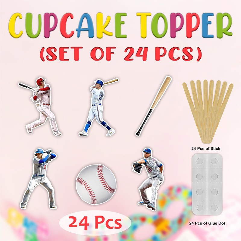 Baseball cupcake topper