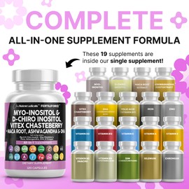 Myo-Inositol & D-Chiro Inositol 2050mg Fertility Supplement 40:1 Ratio - Prenatal Vitamins for Women with Ashwagandha Maca Root Vitex Chasteberry Iron DHA Folic Acid DIM Zinc - 2Pack