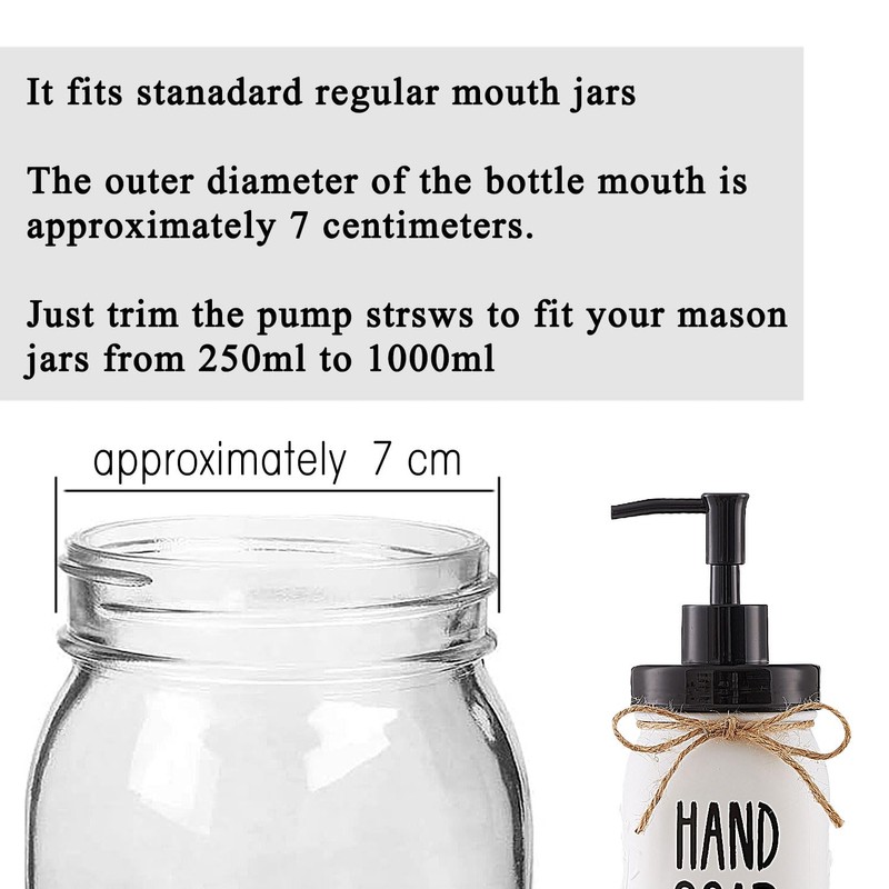 Onsogi Regular Mouth Plastic Mason Jar Soap Dispenser Pumps and