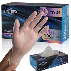 FINITEX Clear Vinyl Gloves Disposable Gloves Food Safe Latex Free Food Prep Exam Gloves Box of 100 (Clear（X-Large）)