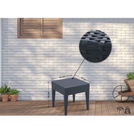 CLP Gartentisch Miami Aus Kunststoff I Stapelbarer Beistelltisch In Rattan-Optik I Outdoor Lounge-Tisch, Farbe:dunkelgrau, Größe:45 x 45 cm