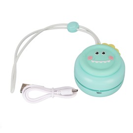 Necklace Fan Cartoon Silicone 3 Speed Mode USB Charge 800mAh Hands Free Hanging Neck Fan for Travel Outdoor Camping Dinosaur