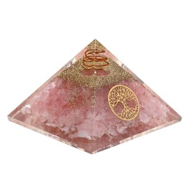 Large Orgone Pyramid | Rose Quartz Pyramid Crystal | Tree of Life Orgonite Pyramid | Organ Pyramids Positive Energy Healing