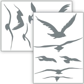 Wandkind Bird Protection and Window Protection - 12 Stickers - Protection Against Bird Strikes - Sticker Birds (Grey)