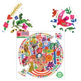 eeBoo: Piece and Love Positivity 500 Piece Round Circle Jigsaw Puzzle, Puzzle for Adults and Families, Glossy, Sturdy Pieces and Minimal Puzzle Dust