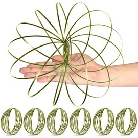 6 Pack Flow Ring Arm Magic Spring Arm Flow Rings Sculpture Ring Game Toy Colored Magic Kinetic Spring Interactive Stress Relief Toy Festival Accessories (Gold)