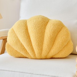 Lfsaaj Yellow Seashell Throw Pillows, Shell Shaped Throw Pillows, 13 Inch Soft Home Decorative Pillow Plush Cushion for Bed Couch Living Sofa Room Decor Accent Throw Pillow