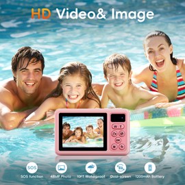 Digital Camera,10FT Underwater Camera with 32G, 2.8'' Dual Screen Waterproof Compact Small Portable for Snorkeling,18X Digital Zoom for Kids Teenagers Beginners Adults