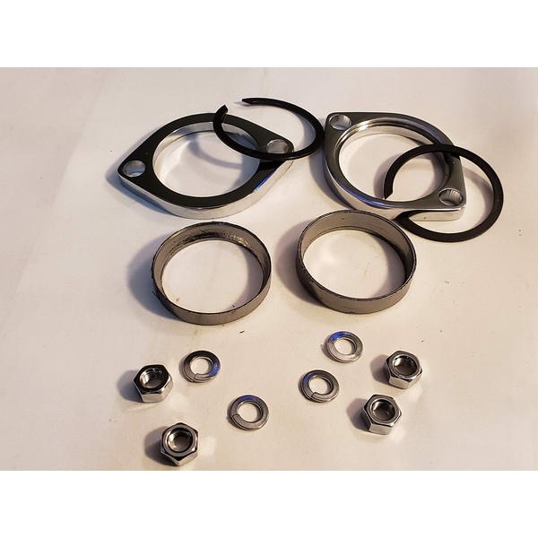 Chrome Exhaust Flange Kit with Tapered Gaskets and Nuts for