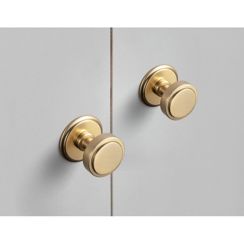 Goo-Ki 6 Pack Champagne Bronze Drawer Knobs with Spacer Zinc