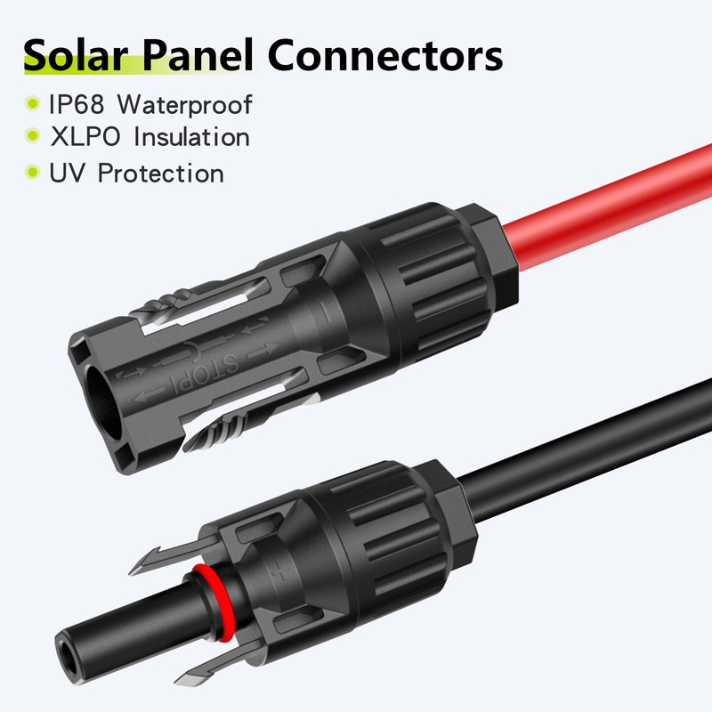 JXMXRPV Solar Cable Extension 50Ft 10AWG, Solar Wire with Tool-Free