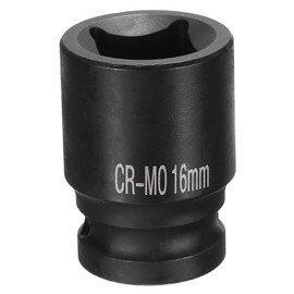 sourcing map 4 Point Square Socket 1/2" Drive 16mm Metric Square Impact Socket CR-MO Blackening Standard Wheel Sockets Pneumatic Socket Tool for Auto Repair Mechanical Maintenance Home Use