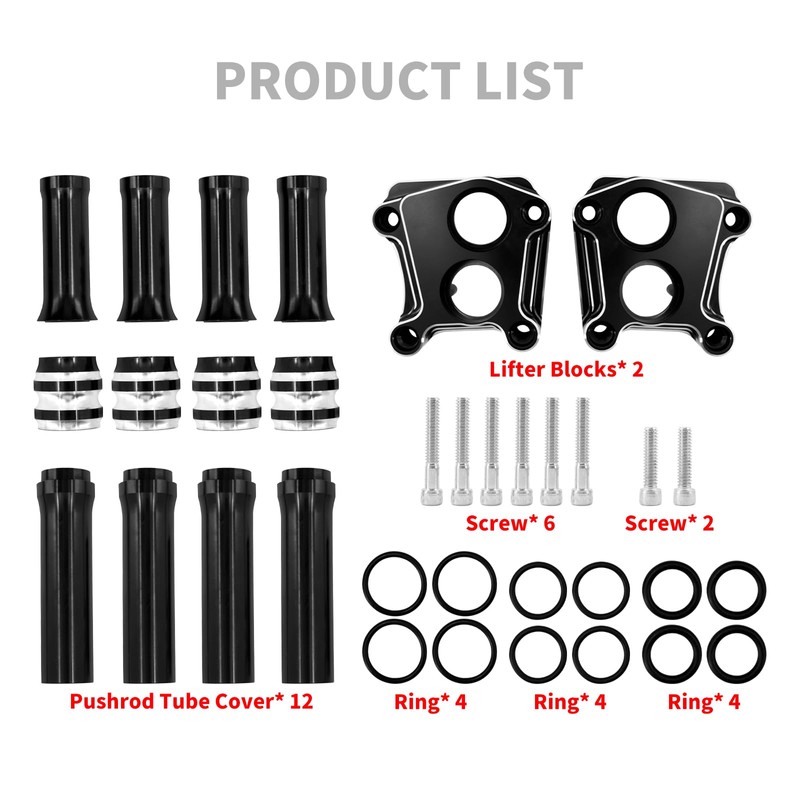 HDBUBALUS Motorcycle Pushrod Cover Lifter Block Cover Pads Fit for